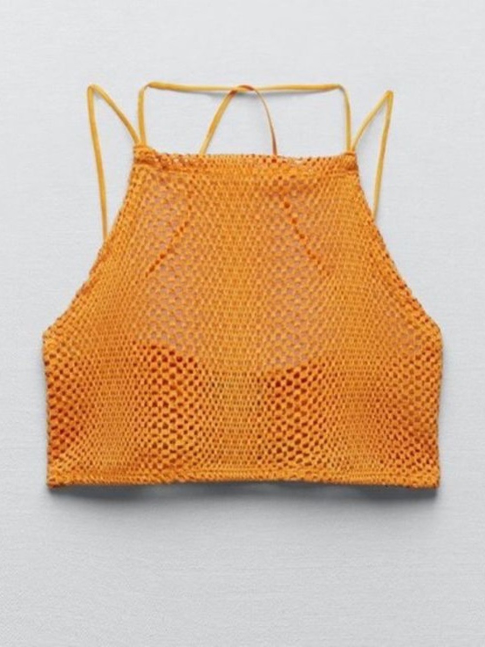 Zara Orange Crochet Halter Camisole